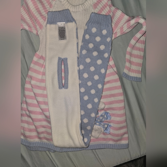 C.Rowley: 🩷/🤍Sweater Dress w/Rhinestone Embroidered Snowman & Matching Scarf - Picture 4 of 13